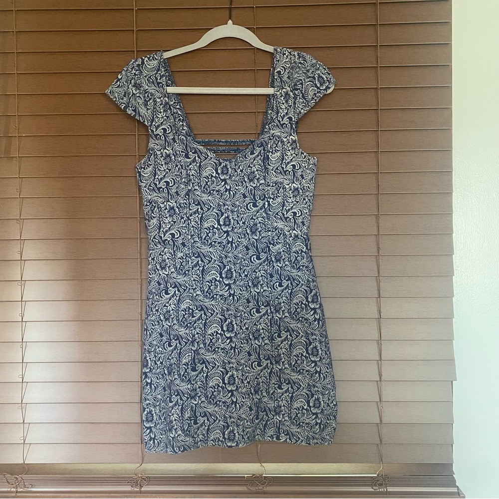 Free People Chambray Patterned Mini Dress, size S